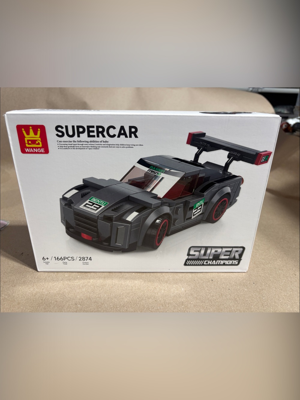22. Wange Supercar Building Set - Black with Red Accents